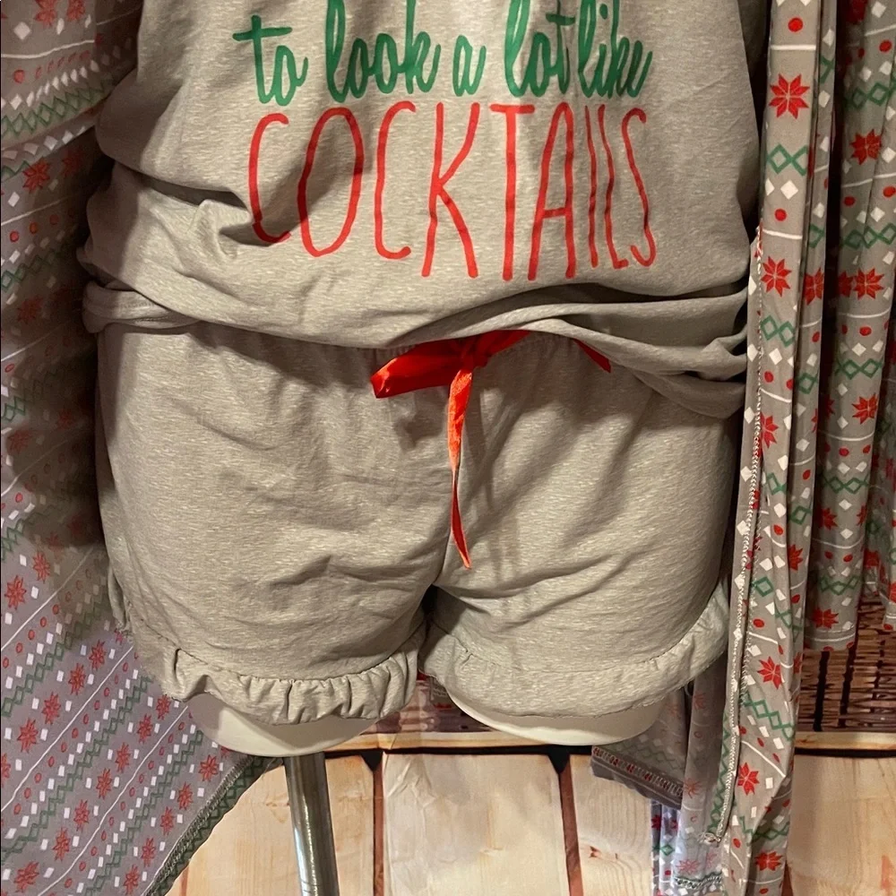 Cozy Gray and Red Women's Pajama Set - Picture 4 of 13